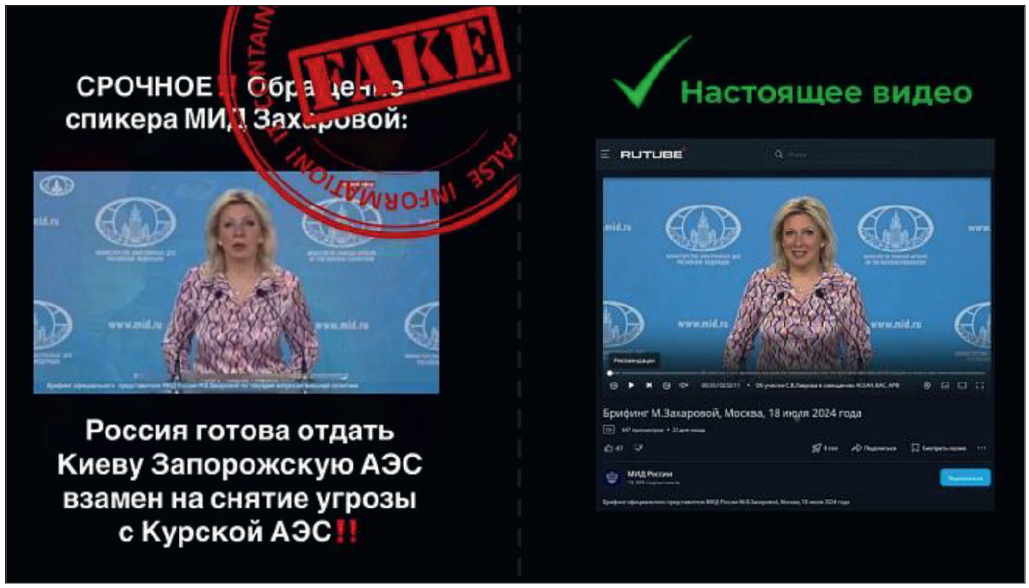 Рис. 1. Дипфейк с официальным представителем МИД России Марией Захаровой