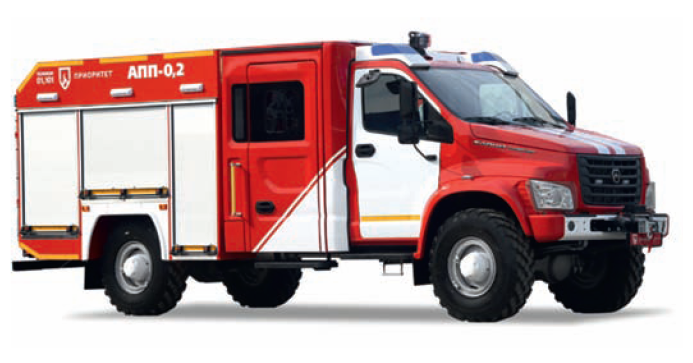 Рис. 8. Пожарный автомобиль первой помощи АПП-0,2 на шасси SADKO NEXT C41F43 (4х4)