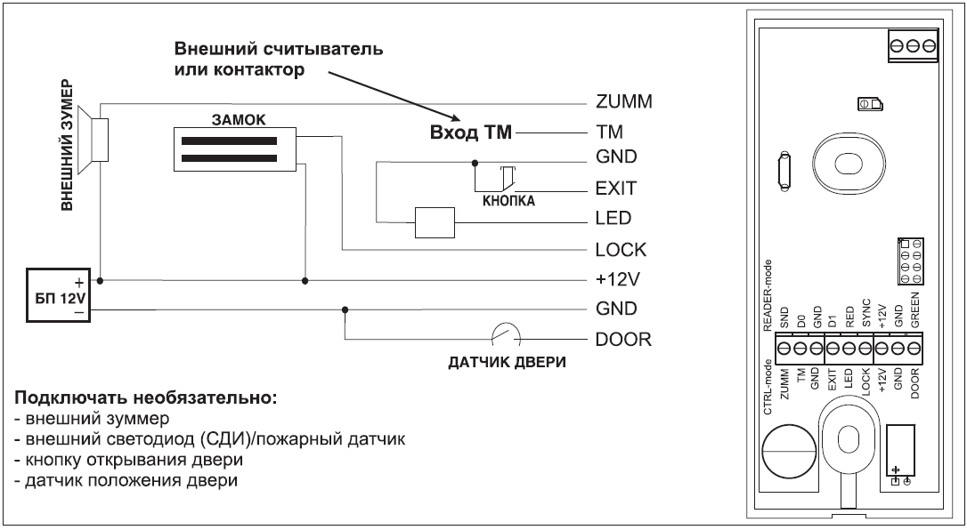 Подключение внешних устройств к Matrix-VI (мод. NFC K Net)