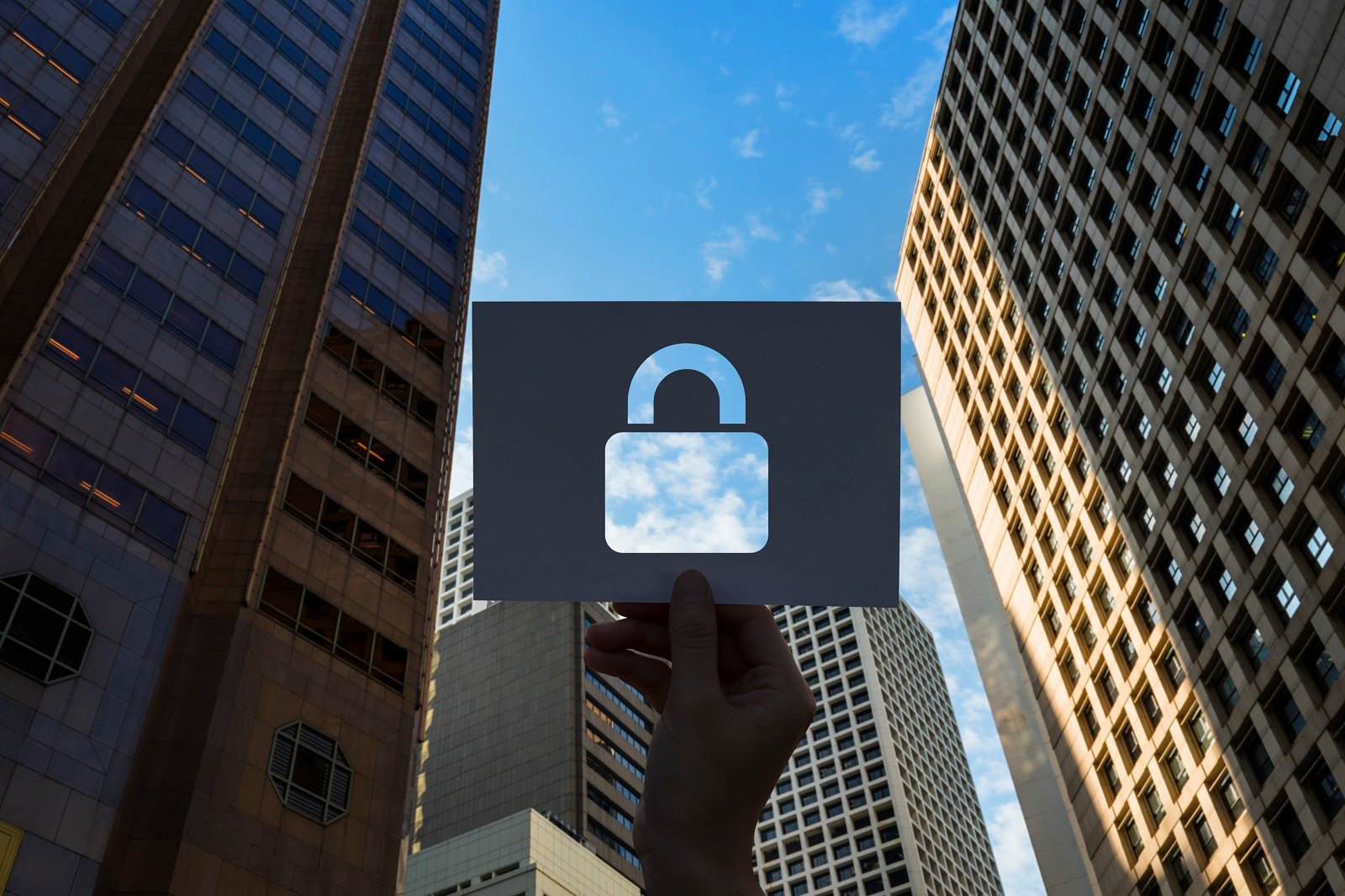network-security-system-perforated-paper-padlock